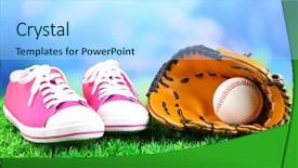  Presentation with land - Slide deck enhanced with party land - beautiful gumshoes and baseball ball background and a light blue colored foreground