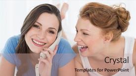  Presentation with cheerful - Presentation design consisting of party land - beautiful young woman with cheerful background and a  colored foreground