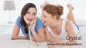  Presentation with puzzle pieces beautiful - Beautiful PPT layouts featuring party land - cheerful beautiful young woman backdrop and a  colored foreground