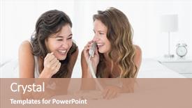  Presentation with friends - Audience pleasing presentation theme consisting of party land - two relaxed young female friends backdrop and a  colored foreground