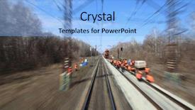  Presentation with train railway - Cool new presentation with party land - view on railway with maintenance backdrop and a light blue colored foreground