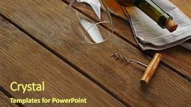  Presentation with corkscrew - Presentation theme consisting of party list - bottle of wine with glass background and a tawny brown colored foreground