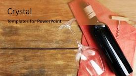  Presentation with corkscrew - Presentation design having party list - bottle of wine with glass background and a  colored foreground