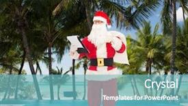  Presentation with tropical christmas - Presentation theme enhanced with party list - christmas holidays travel and people background and a teal colored foreground