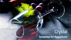  Presentation with wine - Presentation design having party list - glass of red wine background and a ocean colored foreground