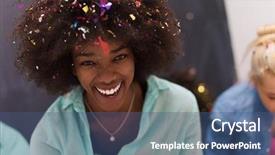  Presentation with happy new year - Amazing presentation design having party multiethnics group of happy backdrop and a ocean colored foreground