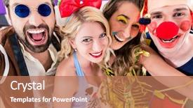  Presentation with new years eve - PPT theme with party people celebrating carnival background and a coral colored foreground