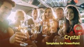  Presentation with sparkle - Presentation enhanced with birthday sparkle - group of party people background and a tawny brown colored foreground