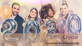  Presentation with new years eve - Presentation design featuring party-people-women-and-men background and a coral colored foreground