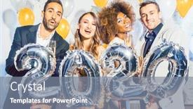  Presentation with new years eve - Presentation design enhanced with party-people-women-and-men background and a gray colored foreground