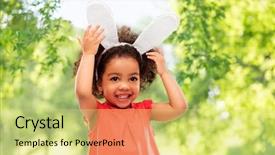  Presentation with childhood - Presentation design featuring party props and easter concept background and a yellow colored foreground