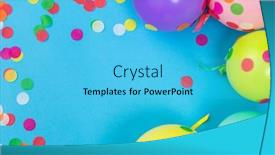  Presentation with colorful celebration - Presentation theme with party-props-celebration-and-decoration background and a cyan colored foreground