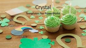  Presentation with party candles - Theme enhanced with party props on wooden table background and a coral colored foreground