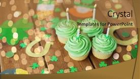  Presentation with party candles - PPT layouts having party props on wooden table background and a gold colored foreground