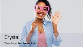  Presentation with african people - Amazing PPT theme having booh - party props photo booth backdrop and a light blue colored foreground