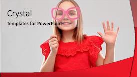  Presentation with red grey - Audience pleasing slide deck consisting of party props photo booth backdrop and a soft green colored foreground