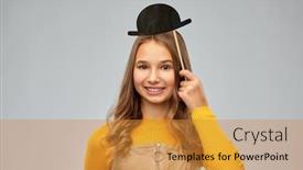  Presentation with memory book family photo album - PPT theme featuring party-props-photo-booth background and a gold colored foreground