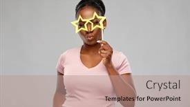  Presentation with african people - Colorful presentation enhanced with party-props-photo-booth backdrop and a coral colored foreground