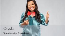  Presentation with red bow - Colorful PPT theme enhanced with party-props-photo-booth backdrop and a light gray colored foreground