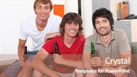  Presentation with beer - PPT theme enhanced with roommates drinking beer background and a coral colored foreground