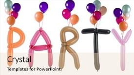  Presentation with balloons - Slides enhanced with party spelled out with balloons background and a lemonade colored foreground