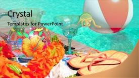  Presentation with party - PPT theme consisting of party supplies on deck next background and a seafoam green colored foreground