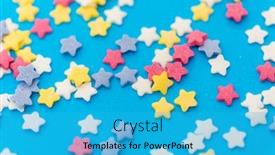  Presentation with sweets - Beautiful presentation design featuring party-sweets-and-decoration-concept backdrop and a cyan colored foreground