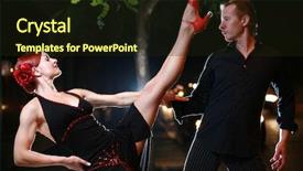  Presentation with tango couple - Amazing presentation theme having party tango - couple dancing on a street backdrop and a wine colored foreground