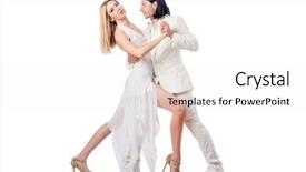  Presentation with dance beautiful couple dancing ballroom - PPT theme enhanced with party tango - pair dancing dances isolated background and a white colored foreground
