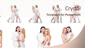  Presentation with dancing - Colorful slide set enhanced with party tango - pair dancing dances isolated backdrop and a lemonade colored foreground