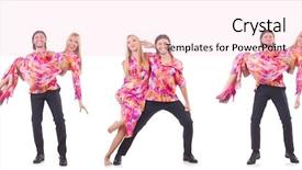  Presentation with pink disco dancing silhouettes - PPT theme featuring party tango - pair dancing isolated background and a lemonade colored foreground