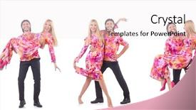  Presentation with dance beautiful couple dancing ballroom - Theme having party tango - pair dancing isolated background and a sky blue colored foreground