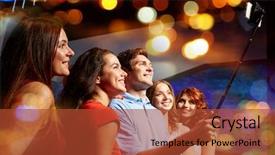  Presentation with party - Beautiful slide deck featuring party technology nightlife and people backdrop and a red colored foreground