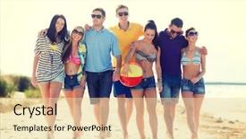  Presentation with happy holidays - Presentation theme with party time - summer holidays vacation happy people background and a lemonade colored foreground