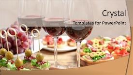  Presentation with wine tasting - Presentation design enhanced with party time - wine with tasty bruschetta served background and a lemonade colored foreground