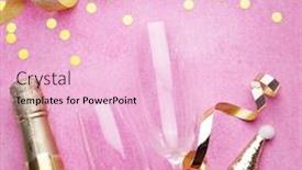  Presentation with party time - Audience pleasing slides consisting of party-time-decorations-with-champagne backdrop and a lemonade colored foreground