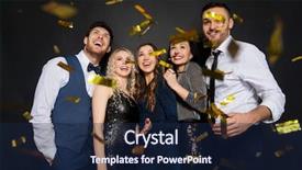  Presentation with black people - PPT theme consisting of party under golden confetti background and a navy blue colored foreground