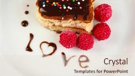  Presentation with dessert - Presentation theme enhanced with party valentines - plate with dessert in form background and a lemonade colored foreground