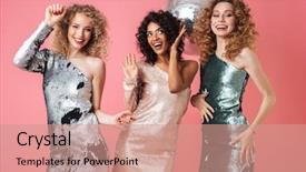  Presentation with pink disco ball - Colorful PPT theme enhanced with party with disco ball backdrop and a coral colored foreground