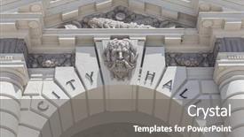  Presentation with hall of fame words - Colorful presentation design enhanced with pasadena city hall building sign backdrop and a gray colored foreground