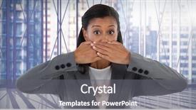  Presentation with woman covering man mouth hand - Theme enhanced with pasar modal - businesswoman covering mouth with hand background and a gray colored foreground