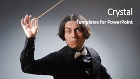  Presentation with conductor - Colorful presentation theme enhanced with pasar modal - funny conductor in musical concept backdrop and a gray colored foreground