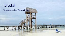  Presentation with dock - Amazing PPT theme having pasarela hemingway dock in cayo guillermo - ciego de avila province cuba backdrop and a sky blue colored foreground
