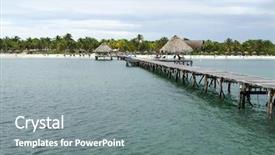  Presentation with dock - Slide deck enhanced with pasarela hemingway dock in cayo guillermo - ciego de avila province cuba background and a gray colored foreground
