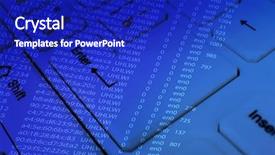  Presentation with update software computer program upgrade - Audience pleasing PPT theme consisting of pascal - computer keyboard with program code backdrop and a  colored foreground