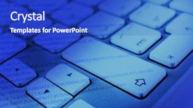  Presentation with update software computer program upgrade - Cool new slide deck with pascal - computer keyboard with program code backdrop and a  colored foreground