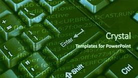  Presentation with update software computer program upgrade - Theme consisting of pascal - computer keyboard with program code background and a forest green colored foreground