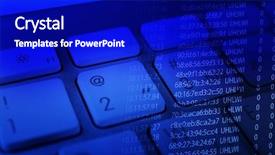  Presentation with update software computer program upgrade - Cool new presentation with pascal - computer keyboard with program code backdrop and a royal blue colored foreground