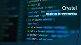 Presentation with code script - Amazing PPT theme having pascal - computer source code programmer script backdrop and a ocean colored foreground