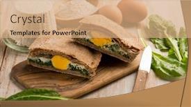  Presentation with egg pie - Audience pleasing PPT layouts consisting of pasqualina pie with egg ricotta backdrop and a coral colored foreground